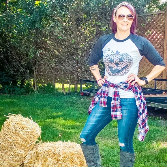 Leopard pumpkin baseball T-shirt - Picture 2 of 2